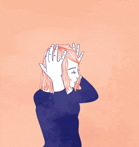 GIF d'une femme imaginant un monde fictif