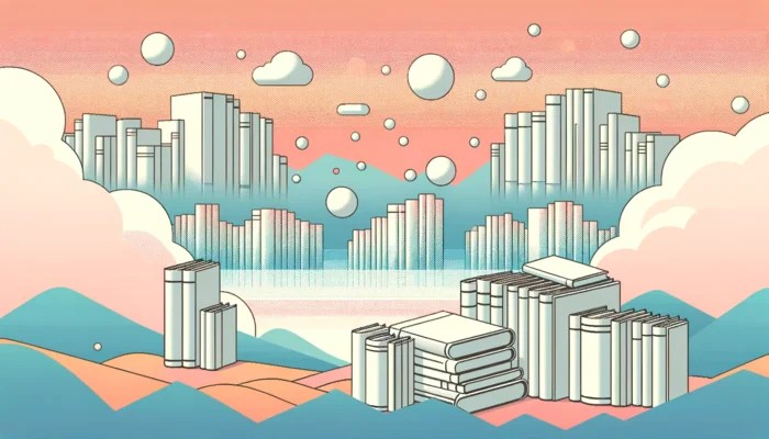 Des livres blancs dans le ciel représentant la littérature blanche