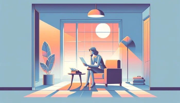 Une écrivaine lisant les retours d'un comité de lecture