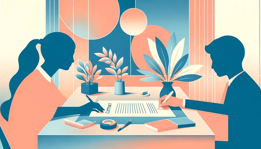 Un écrivain signant un contrat d'édition avec un éditeur