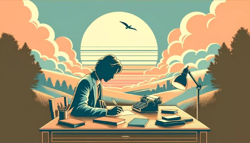 Un auteur en train d'écrire un livre