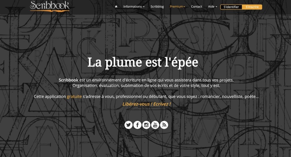 Site web du logiciel d'écriture gratuit Scribbok