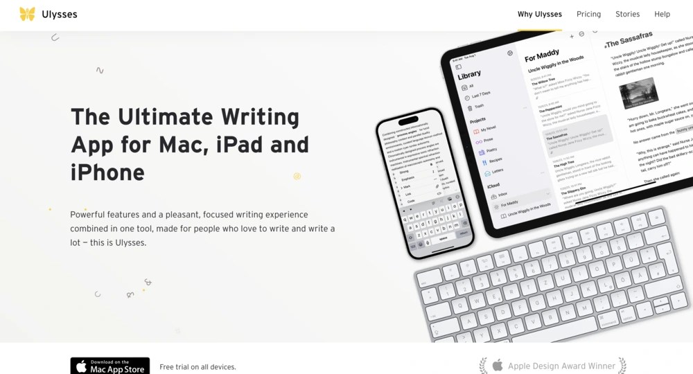 Site web du logiciel d'écriture Ulysses